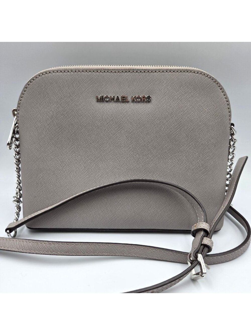 Michael Kors Purse Gray Cindy Large Saffiano Leather Crossbody Bag